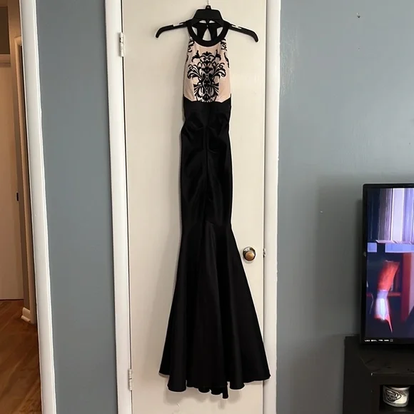 jackets for prom dresses Long V-Neck Dress with Bolero Jacket by Poly USA 7770 XS / Blush main image 1
